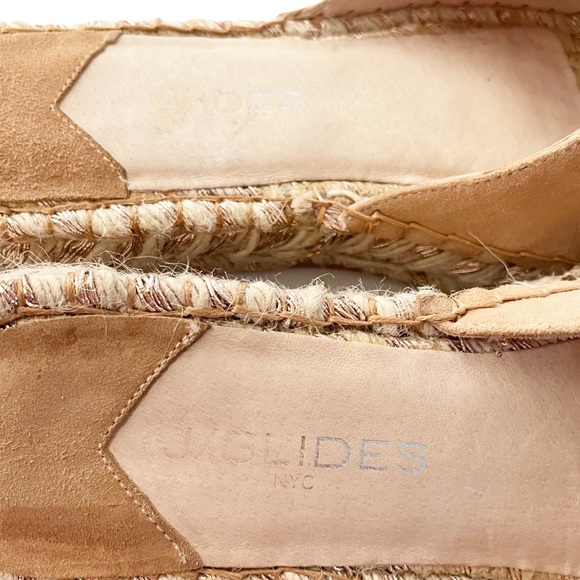 J/Slides Ritsy Slip On Espadrilles Beige Suede Leather Bow Slides Handcrafted - Picture 9 of 12